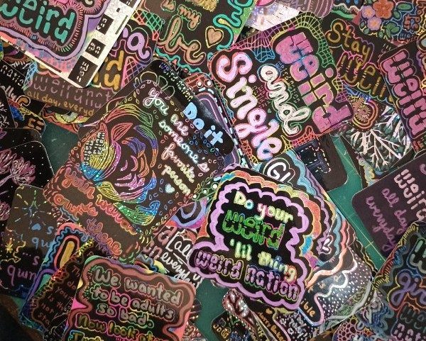 The sticker pile